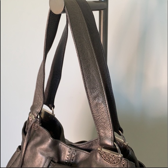 BRIGHTON PEWTER GRAY SILVER LEATHER SHOULDER BAG - Picture 6 of 13